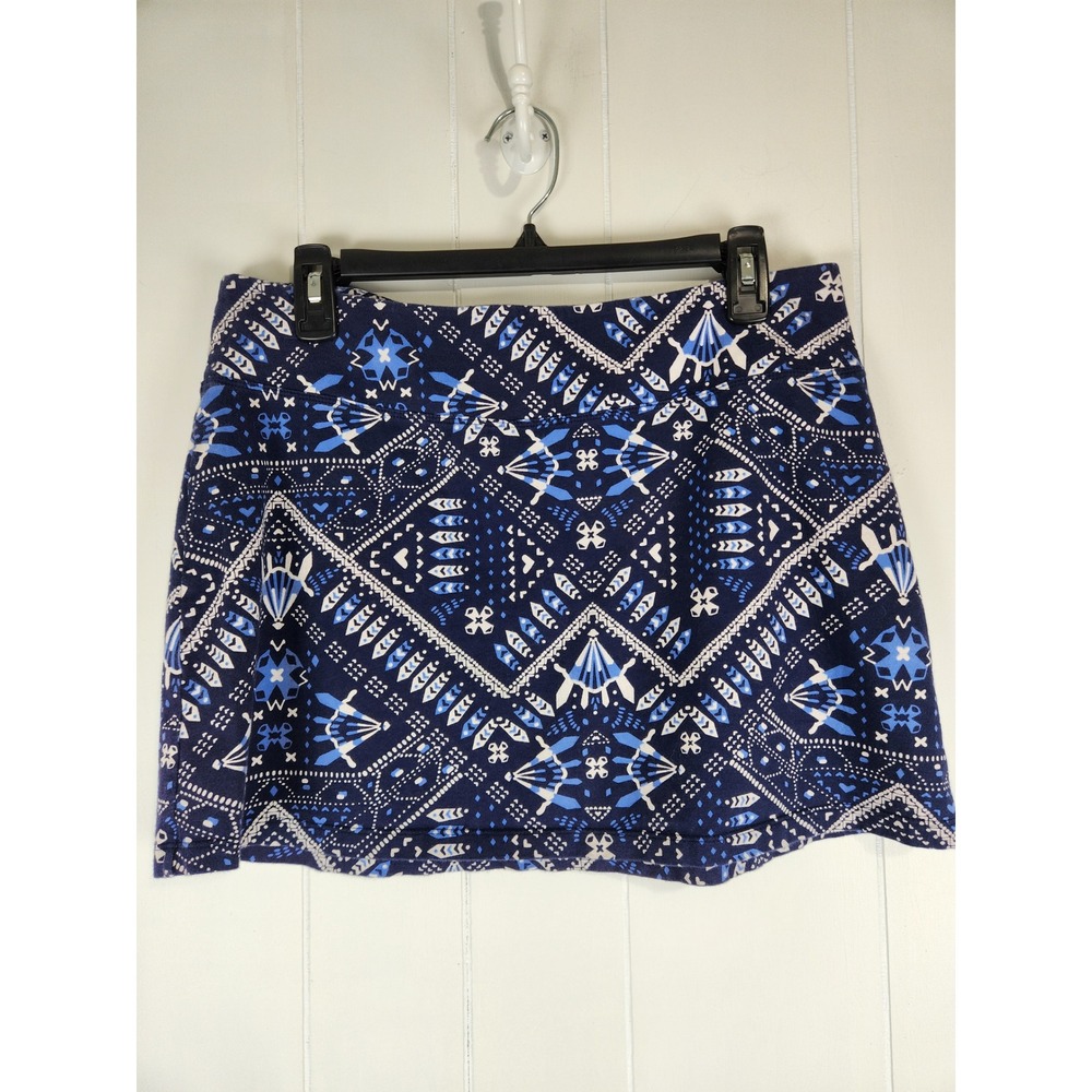 Patagonia Womens Blue Geometric Tribal Print Organic Cotton Mini Skirt Size M